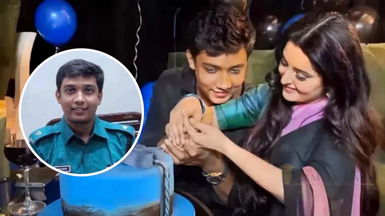 চিত্রনায়িকা পরীমণি ও এডিসি সাকলায়েন (ইনসেটে)