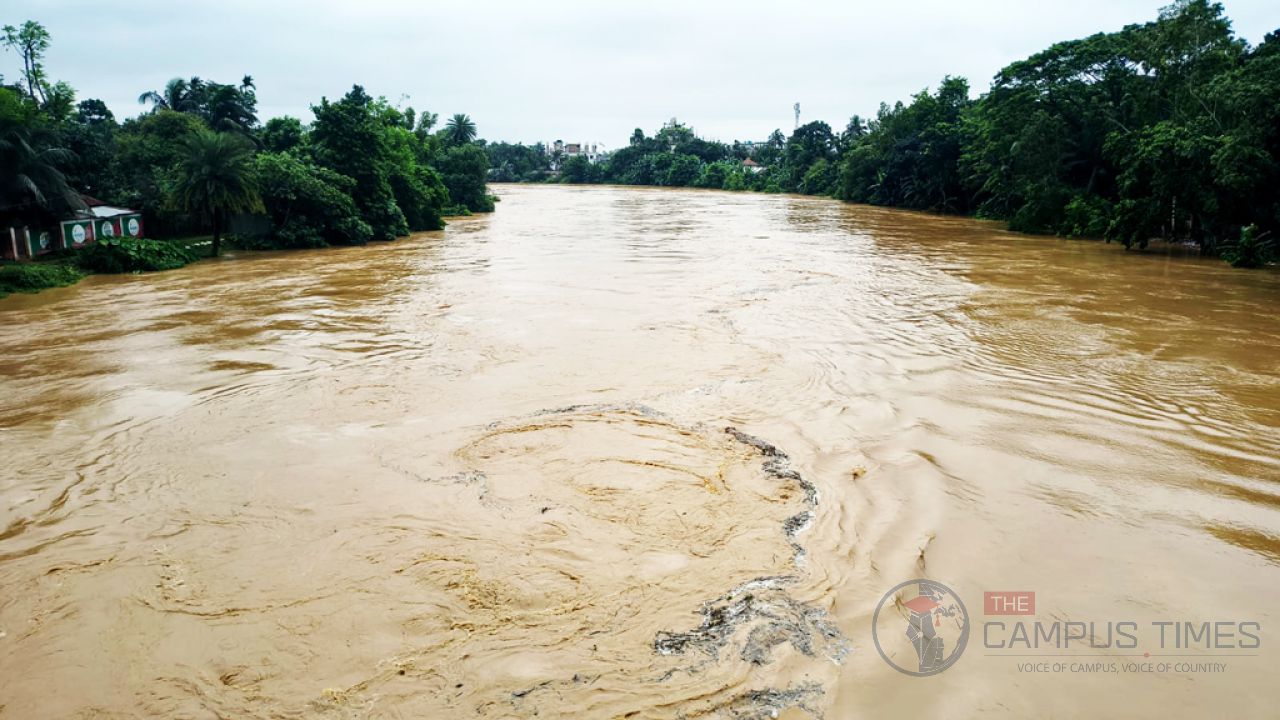 পাহাড়ি ঢল ও টানা বৃষ্টিতে আবারও বাড়লো শেরপুরের নদ-নদীর পানি, নিম্নাঞ্চল প্লাবিত