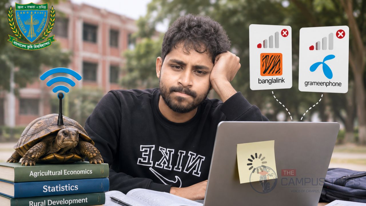 বাকৃবিতে কচ্ছপ গতির ওয়াই-ফাই, দুর্বল গ্রামীণফোন-বাংলালিংক নেটওয়ার্ক